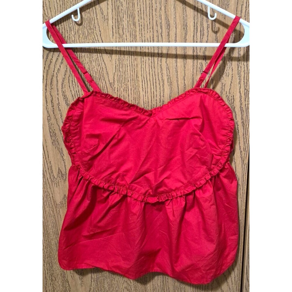 Love On A Hanger Women's Spaghetti Strap Red V Neck Summer Blouse Size M